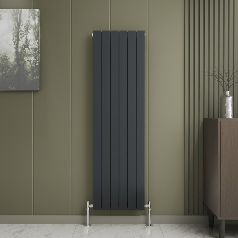 iBathUK Belgravia Vertical Double Slim Flat Panel Radiator, Grey, 1600cm H x 456cm W x 69cm D