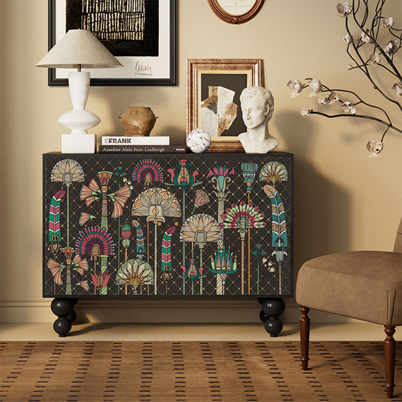 Armoire d'appoint moderne en bois massif, Noyer foncé
