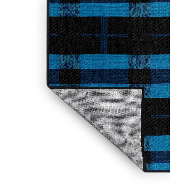 Tapis damier noir lavable à la machine, Carré 7 pi