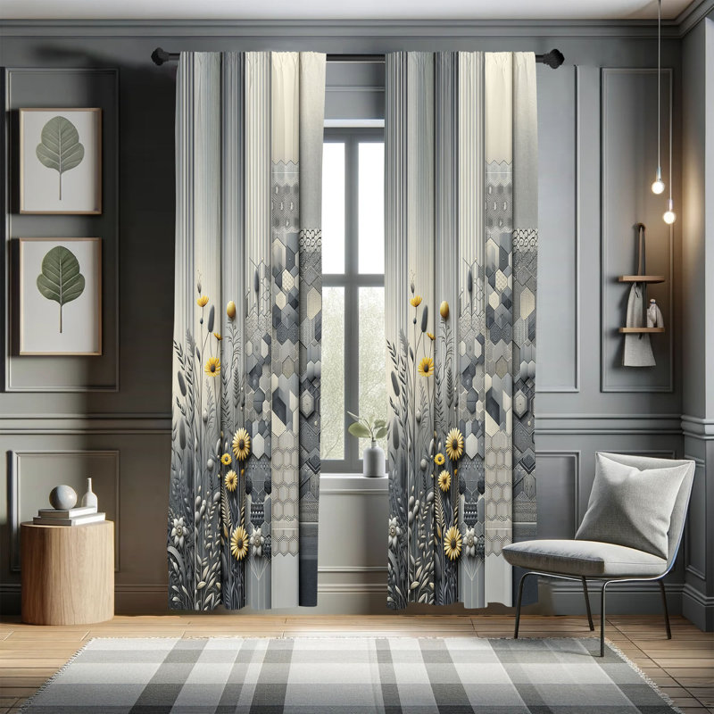 Ivanne Semi Sheer Curtain Pair, 28" W x 63" L