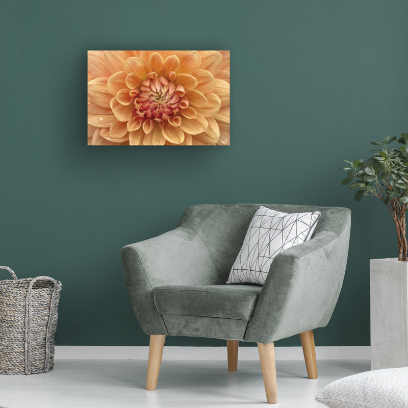 Art mural sur toile tendue - «Dahlia orange» Cora Niele pour décoration de salon, de chambre à coucher ou de bureau - 16 x 24