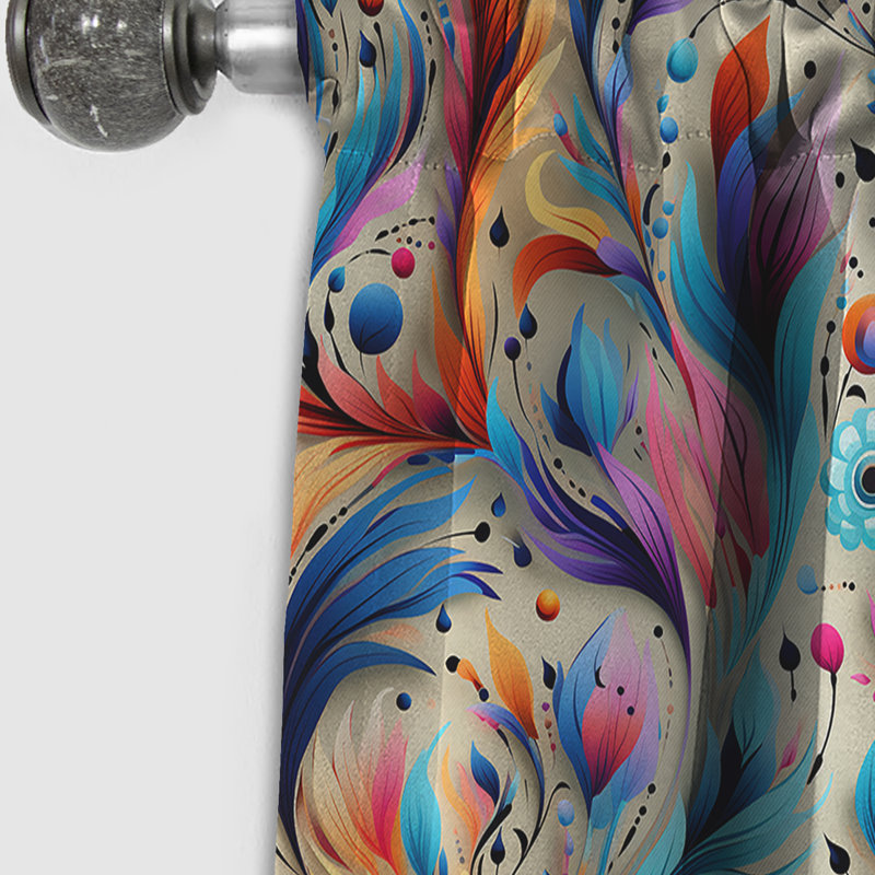 Eclectic Nomad Boho Motif III - Rideau floral - Rideau occultant floral - 1 panneaux, L 52 po x L 120 po