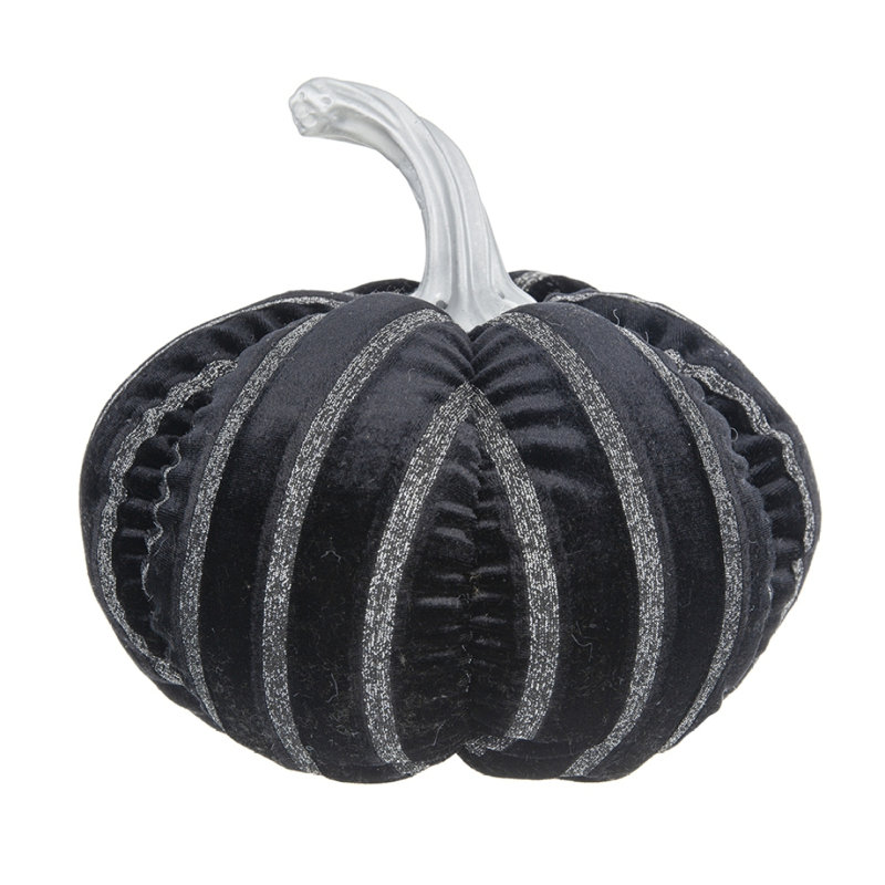 7 x 7 x 7 po, tissu citrouille à rayures noires, pour la décoration d'Halloween des Fêtes