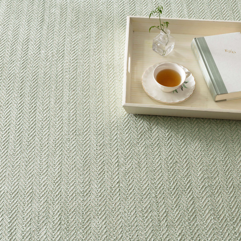 Herringbone Ocean Handwoven Cotton Rug, Rectangle 5' x 8'