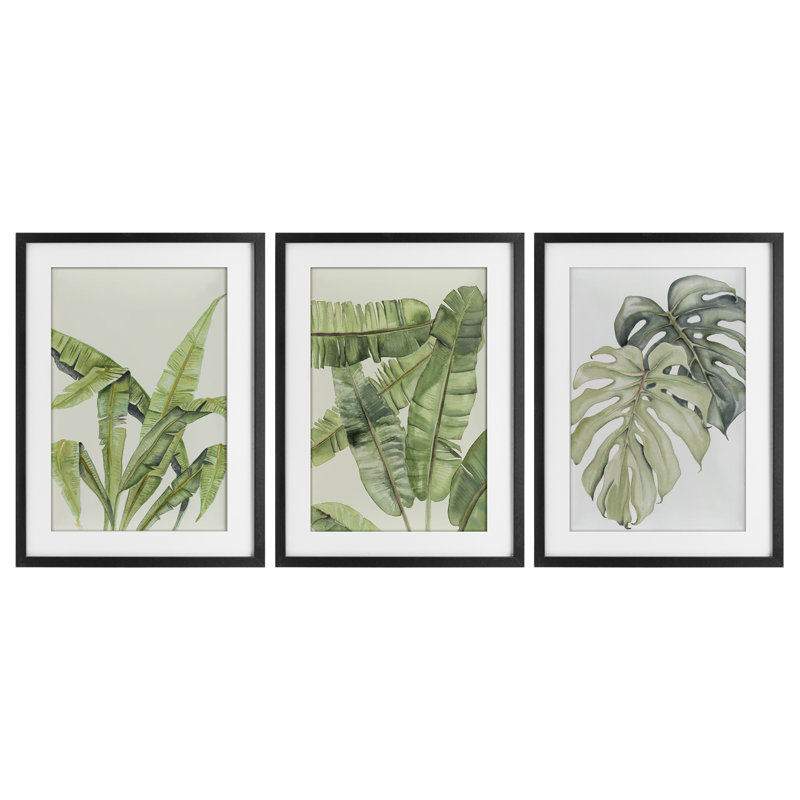 Ensemble de 3 reproductions sous-marines tropicales, design par Errico & Slyp, H 20 po x l 42 po, Cadre noir minuit