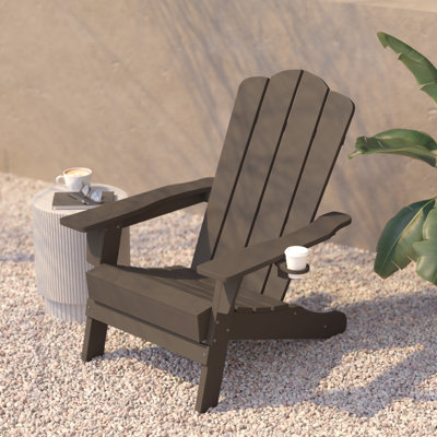 Ayleah Commercial Grade All-Weather Adirondack Chair with Swiveling Cupholder