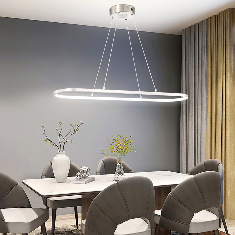 Luminaire suspendu ovale linéaire à DEL Irene, Nickel