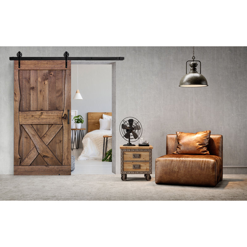 Buldir Solid Oak Barn Doors, 220cm H x 90cm W x 4cm D, Brown