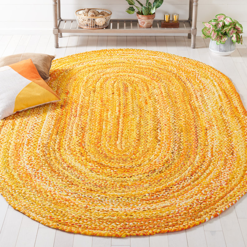 Tapis en coton tissé à la main Eastin, Ovale 7 pi x 9 pi