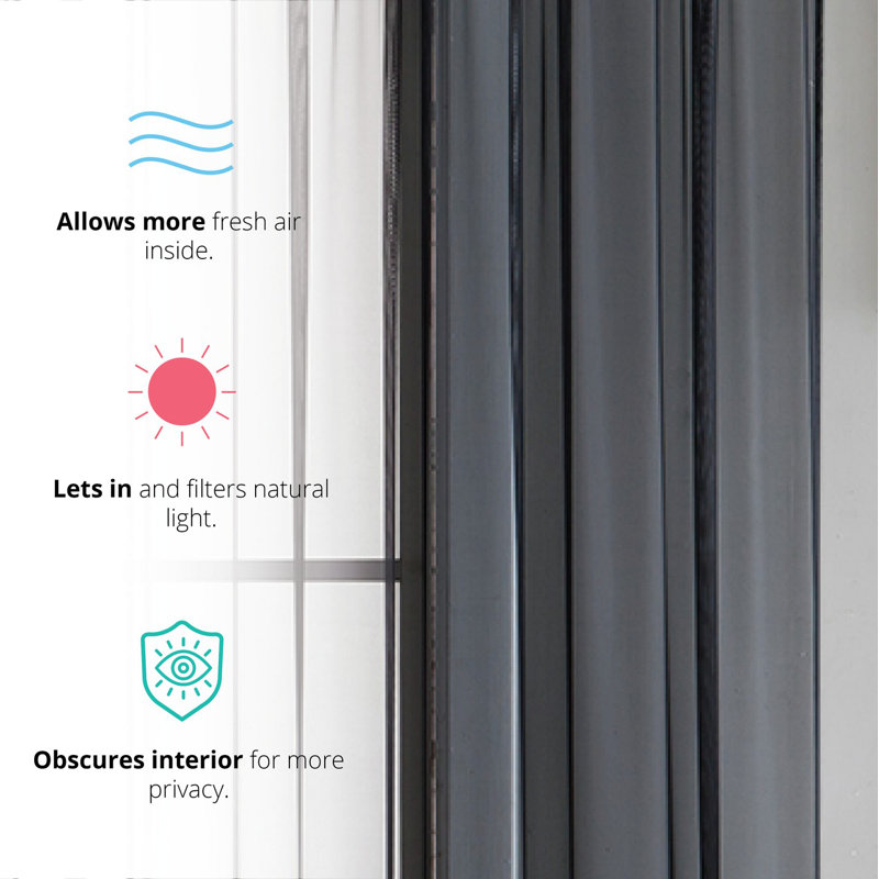 Dipankar Sheer Curtain, Black, 54" W x 95" L