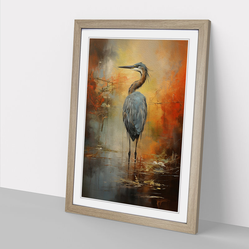Heron Action Painting - Framed Print