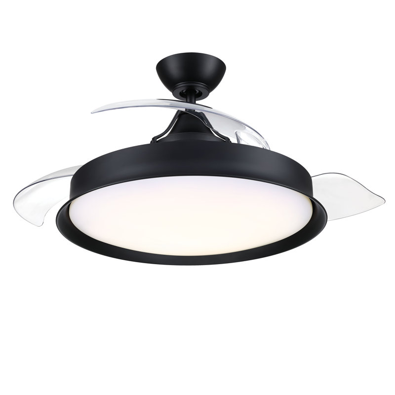 42" Gandolfo Hidden Blade Ceiling Fan w/Clear Acrylic Blades, Wi-Fi & LED Light Kit, Damp