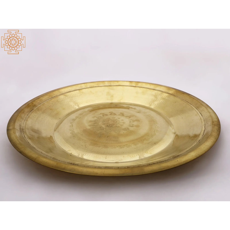 Laiton Pooja Thali (Parat), H 2 po x l 16,65 po x P 16,65 po