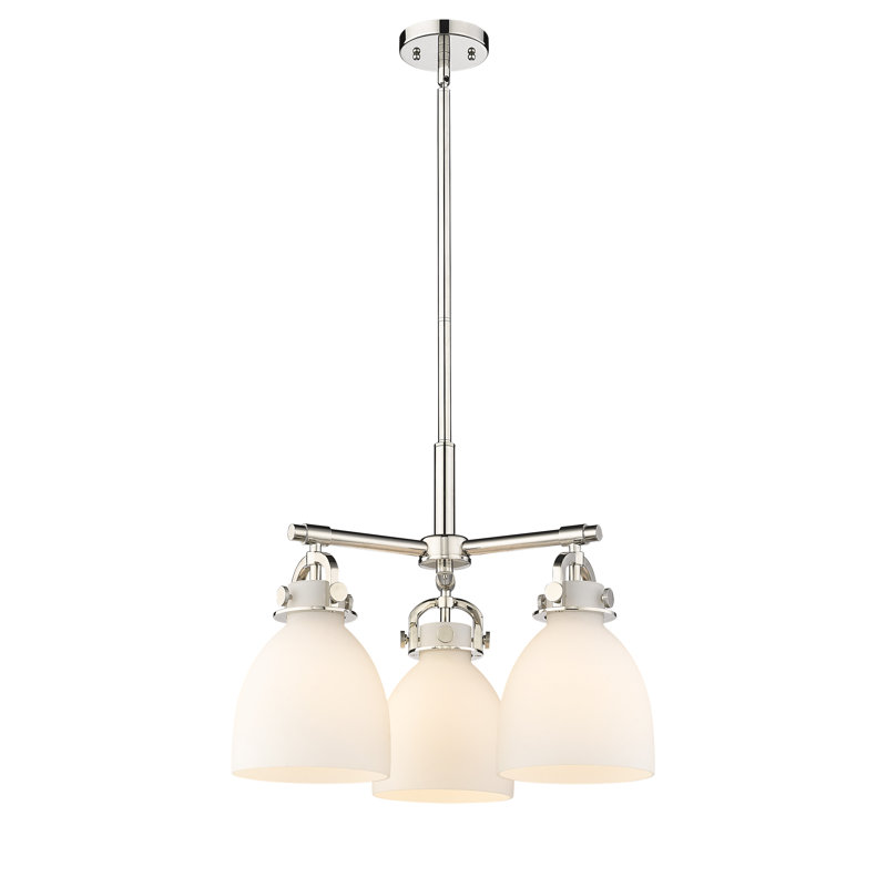 Luminaire suspendu sur tige 7 lumières Sloatsburg, Blanc mat, Nickel poli
