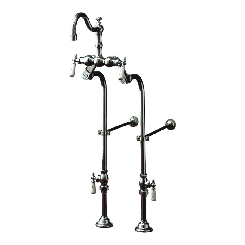 Ensemble de robinetterie pour robinet et sur-rebord avec leviers en porcelaine par Strom Living, Nickel mat