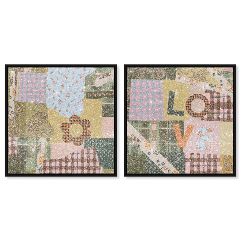 Retro Scarf Set Set by Oliver Gal, 62"H x 62"W, Black Floater Frame