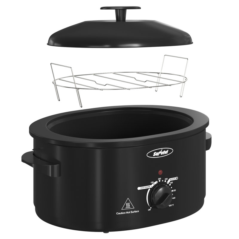 Sunvivi Electric Roaster Oven with Removable Pan, Black, 8 quarts