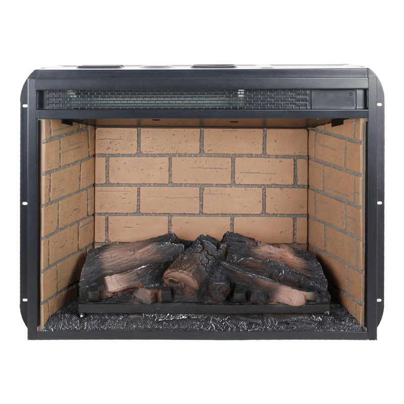 Infrared Quartz Heater Fireplace Insert - 23" Woodlog Version With Brick Design. 1500W Heat Output. 5000 /H. Realistic Flame. 4 Brightness Options. /Ul Approved. Double Features. Energy Efficient.