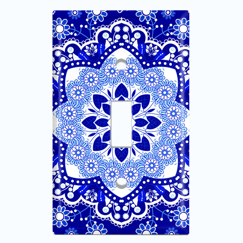 Plaque murale à interrupteur à bascule bleu Mandala