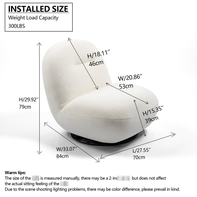 Élégant fauteuil pivotant blanc sans accoudoirs en velours fleur de glace pour la modernisation de l'espace, Blanc