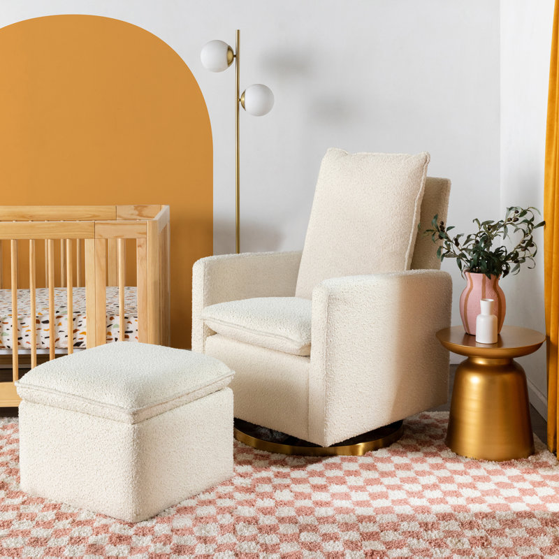 Cali Storage Ottoman, Cream Polyester