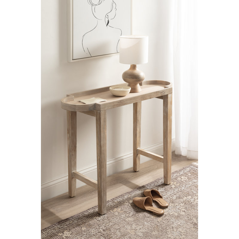 Jovie Scalloped Mango Wood Entryway Console Table, Natural Wood
