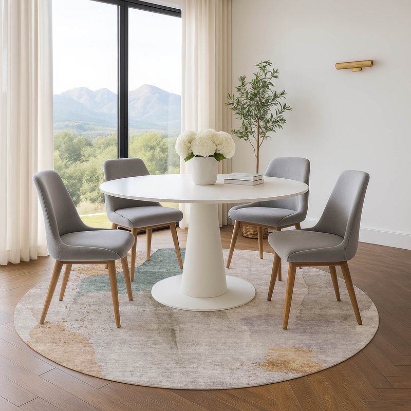Premium Machine Washable Mouton Abstract Rug, Round 8'