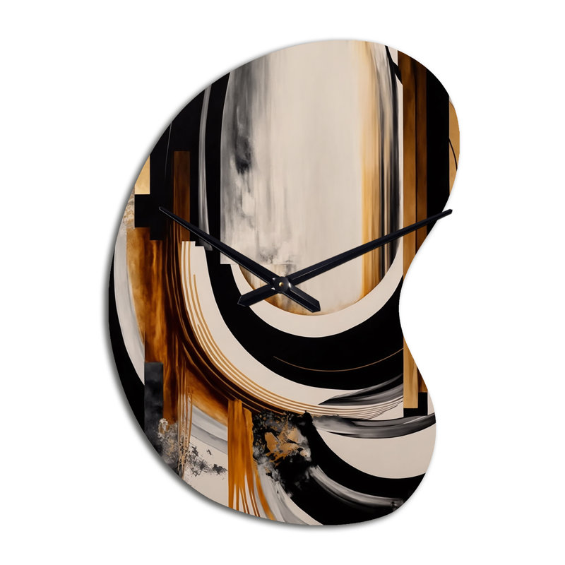 Horloge murale unique en forme de flèche dorée Art Deco IV, Grand