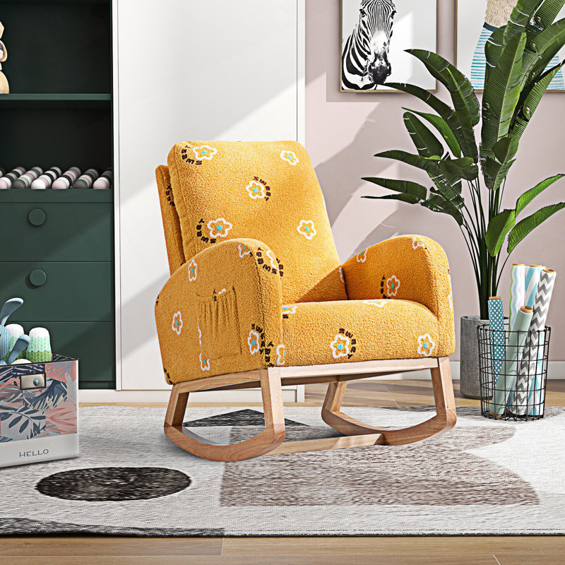 Chaise berçante moderne, fauteuil berçant d'appoint Mid-Century avec poche latérale