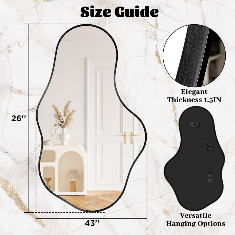 Asymmetrical Wall Mirrors Set of 2, Modern Decorative Metal Frame Mirrors, Unique Irregular Design for Living Room, Bedroom, Bathroom