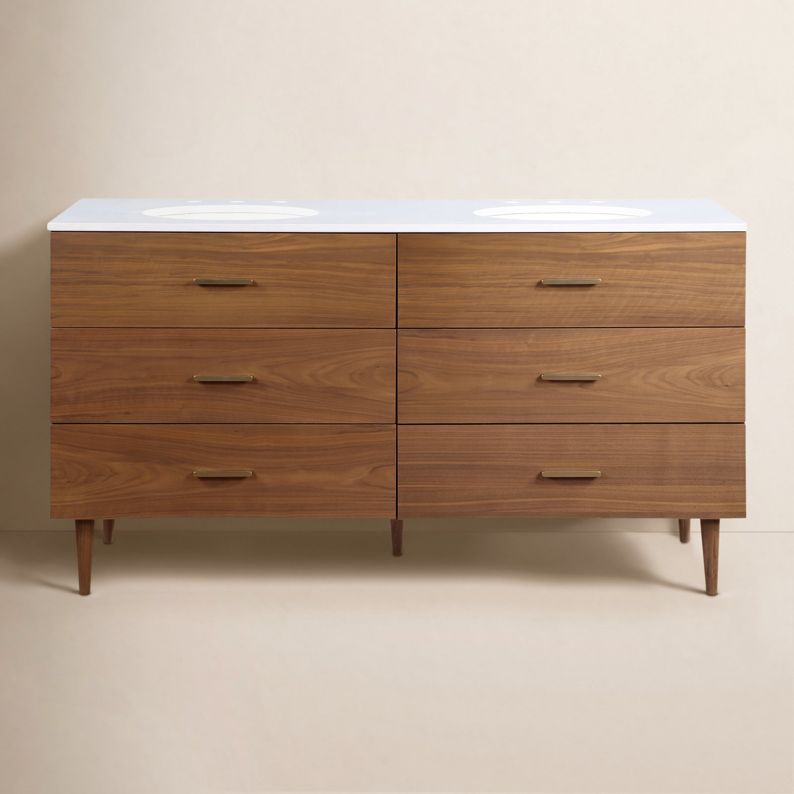Dondi 60" Walnut Double Bathroom Vanity