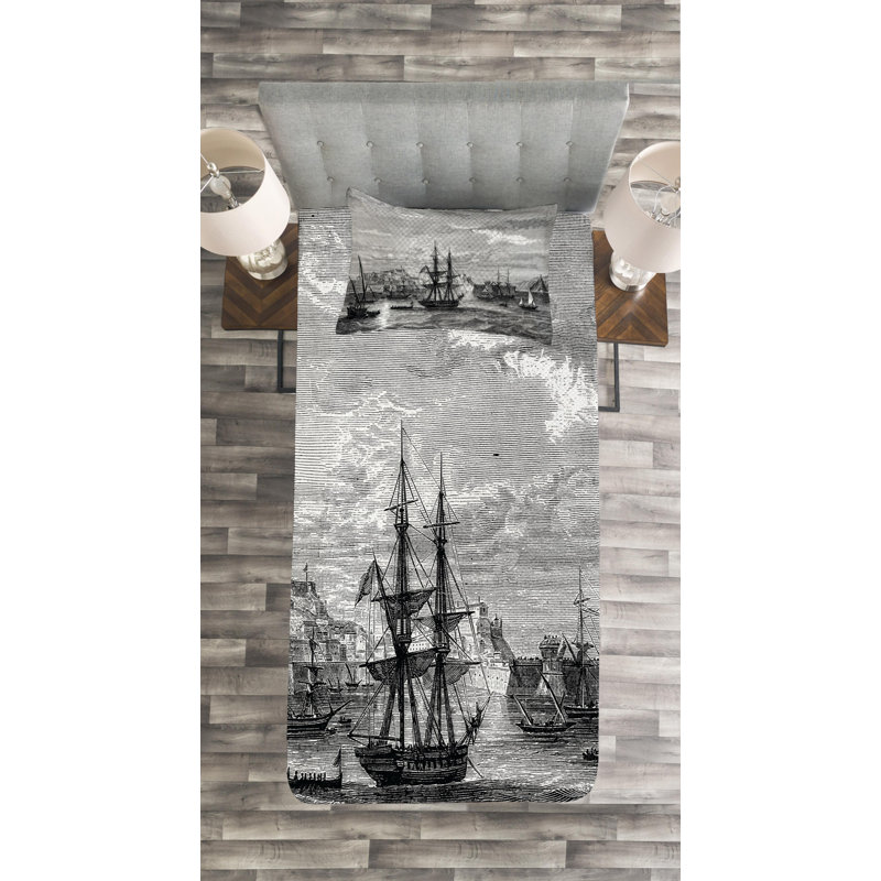 Coastal Polyester Coverlet, Twin Coverlet + 1 Sham
