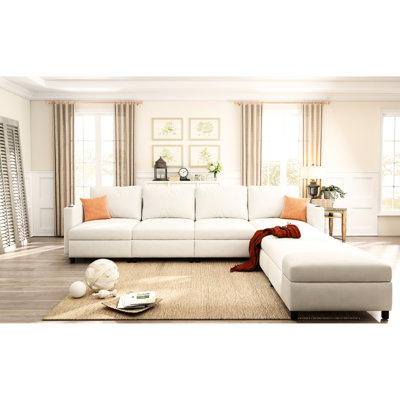 Canapé modulaire en U avec rangement et chenille de 6 po de 123 po pour le salon