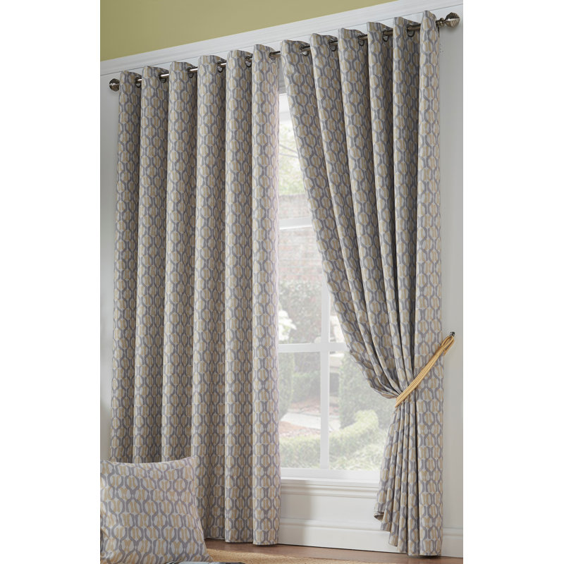 Cloe Eyelet Room Darkening Curtains, Ochre, 168 W x 229 D cm