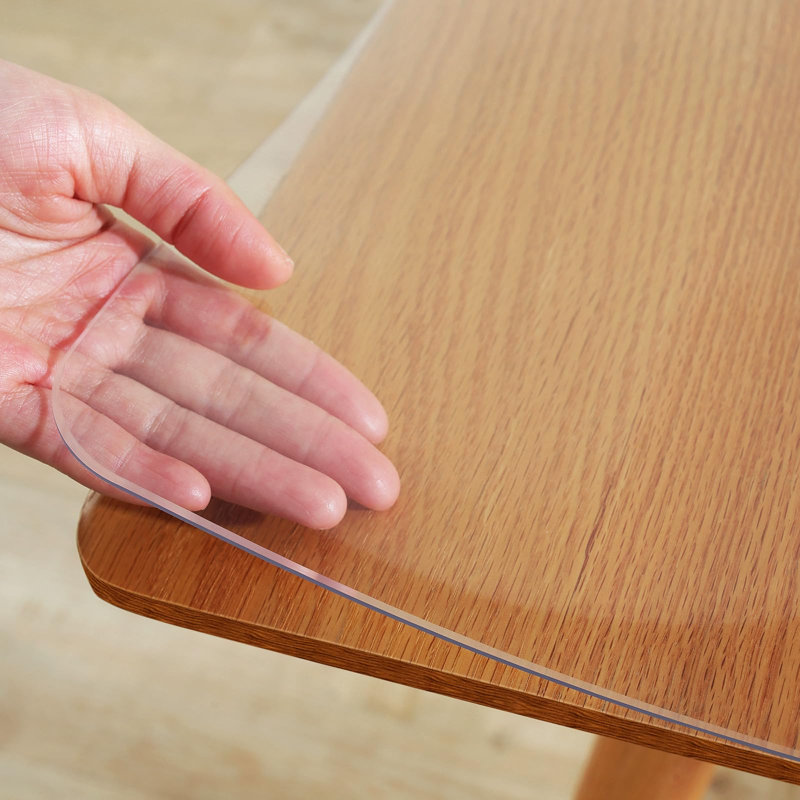 Housse de protection pour table transparente 24 x 48 pouces, 2 mm d'épaisseur | Protecteur de table rectangulaire en plastique transparent en PVC transparent, tapis de protection de bureau pour cuisine, commode, bureau d'écriture, table de salle à manger