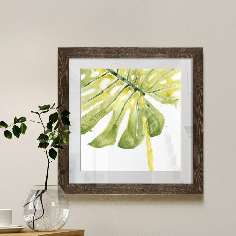 " Verdant Impressions I " Painting Print, Walnut Framed Print, 28" H x 28" W x 1" D