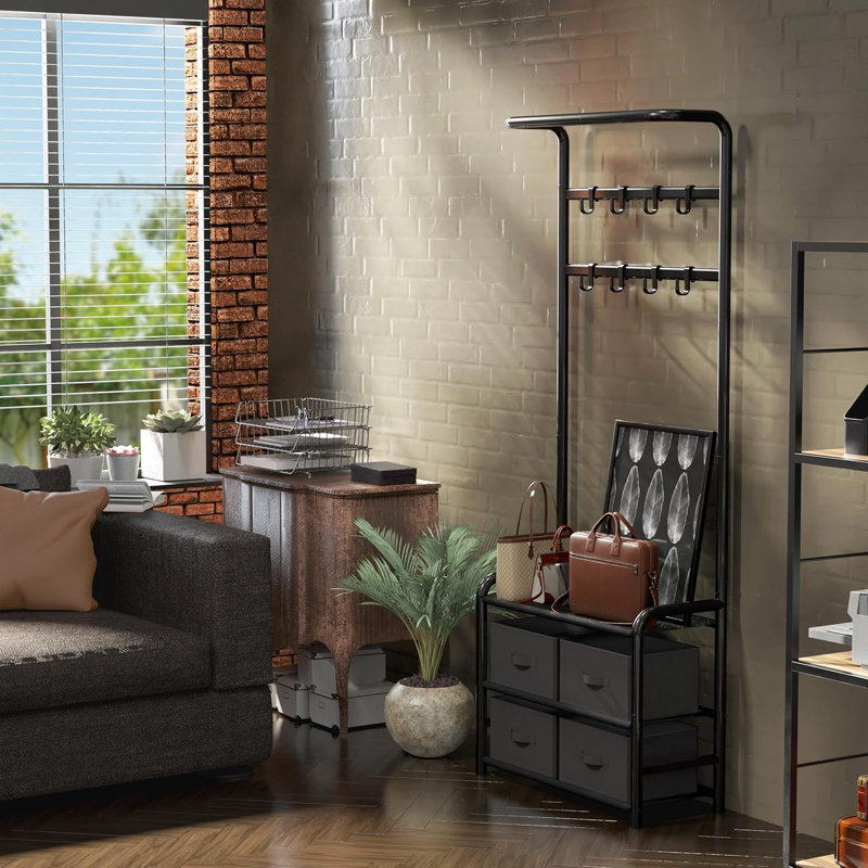 Coat Rack with Storage Shelf, Freestanding Hall Tree with Hooks for Entryway, Bedroom, Office