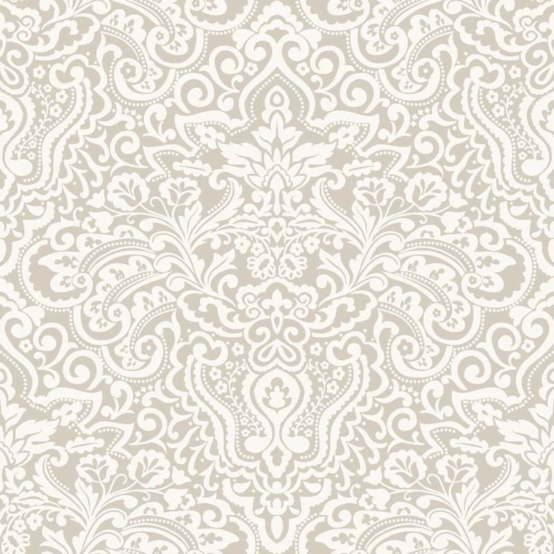 Elgin Paisley Damask Design Embossed Satin 10m x 53cm Wallpaper Roll, Beige/Cream