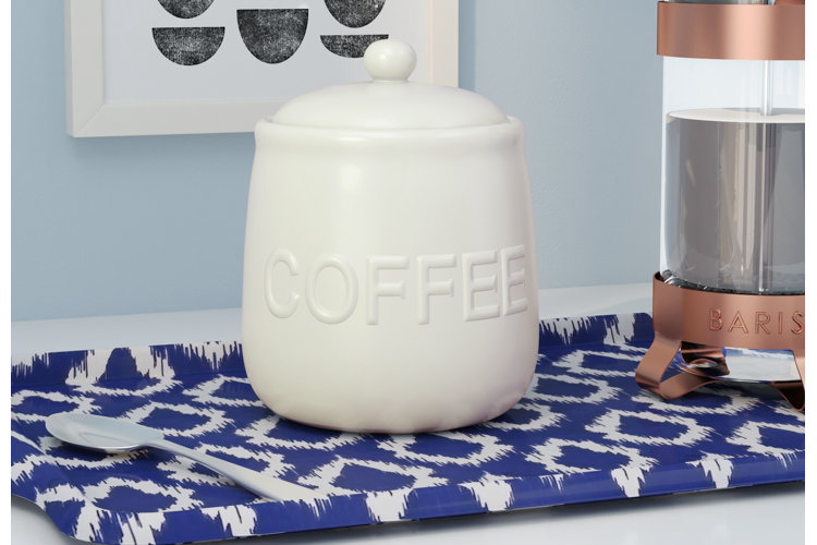 white ceramic coffee storage jar