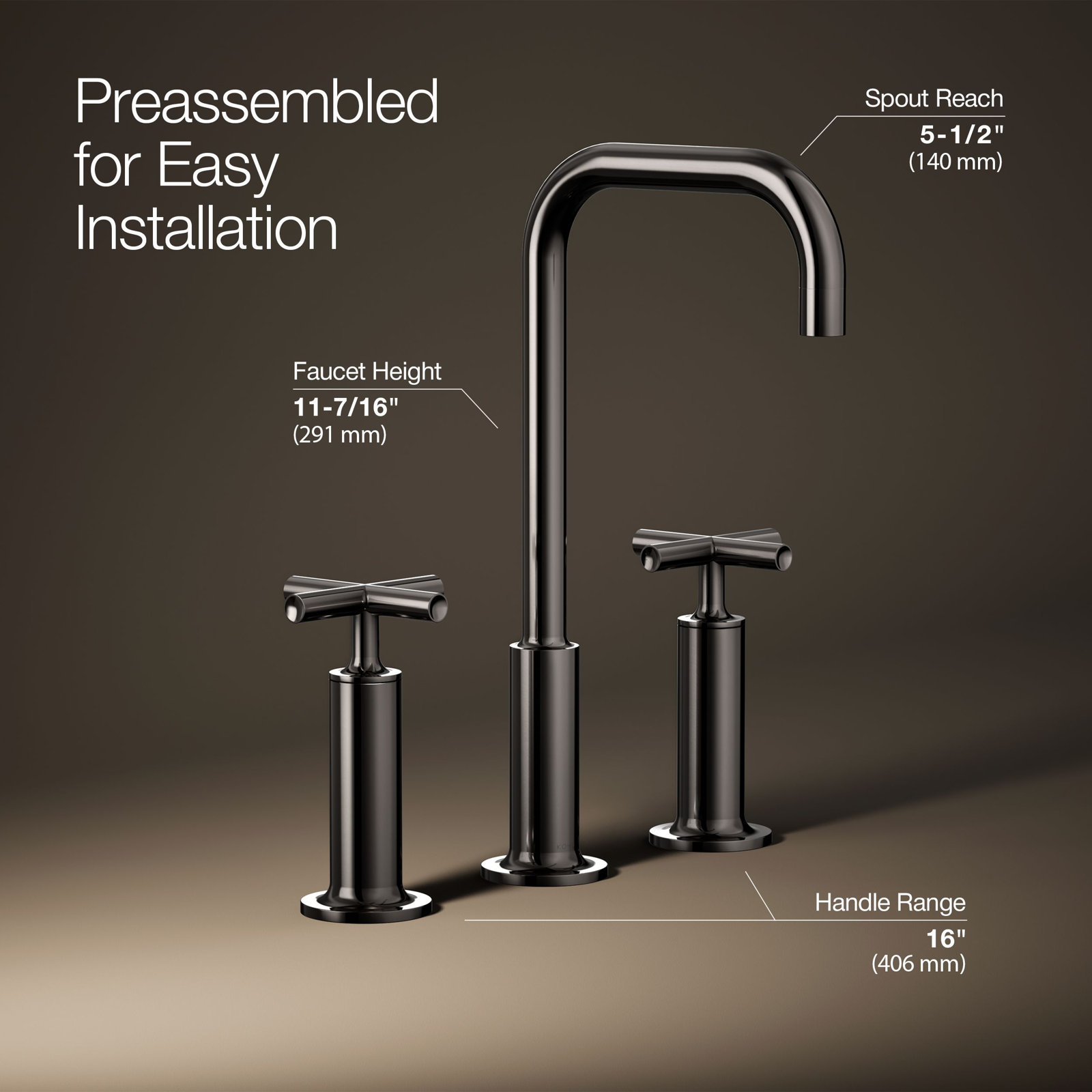 Purist Widespread Bathroom Sink Faucet with High Cross Handles and High Gooseneck Spout, Vibrant Titanium