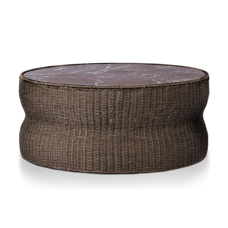 Brixby Outdoor Round Coffee Table, Merlot Marble