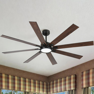 Ventilateur de plafond à fixation sur tige fixe à 72 pales de 72 po avec lumière et télécommande, moteur à courant continu réversible et pales, 6 vitesses