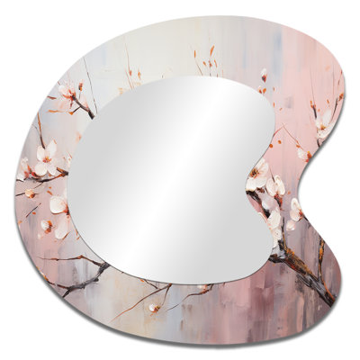 Rose et blanc cerisier en fleurs II - cerisier en métal Art Decor - miroir mural traditionnel irrégulier