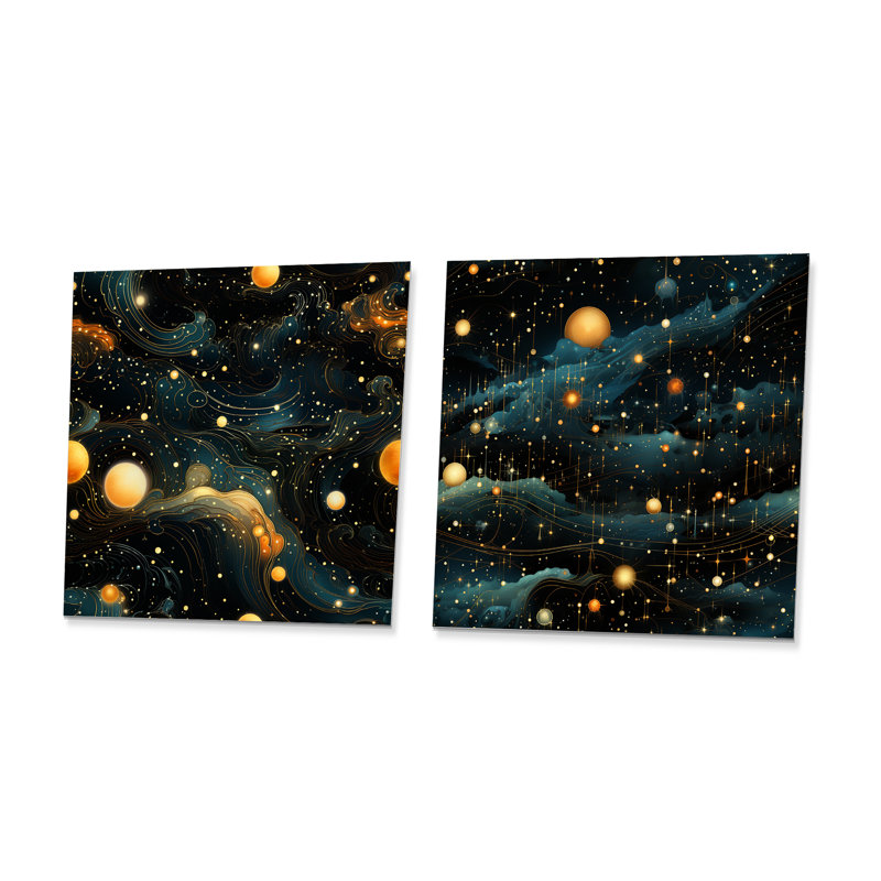 Corlis - Ensemble de 2 carrés d'art mural abstraits en métal, H 29 po x l 58 po