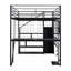 Full Size Metal Loft Bed With Built-In Work Station, Wardrobe, Storage Staircase And LED, Black