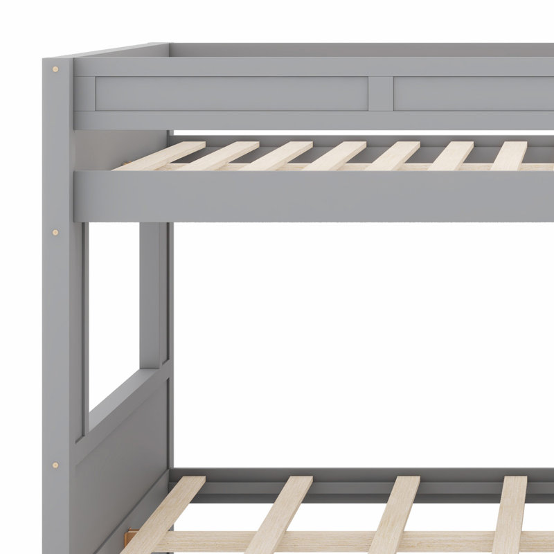 Lit superposé robuste avec bureau intégré, tablettes et rangement de tiroir, Grey