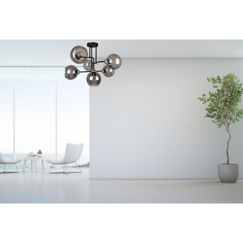 Chillicothe Glass Semi Flush Mount, Black/Silver