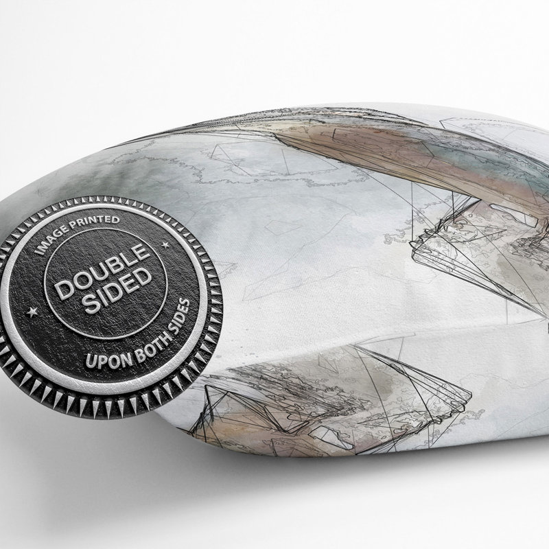Graceful Kingfisher Bird Sketch Cushion with Filling, 55cm H x 55cm W x 20cm D
