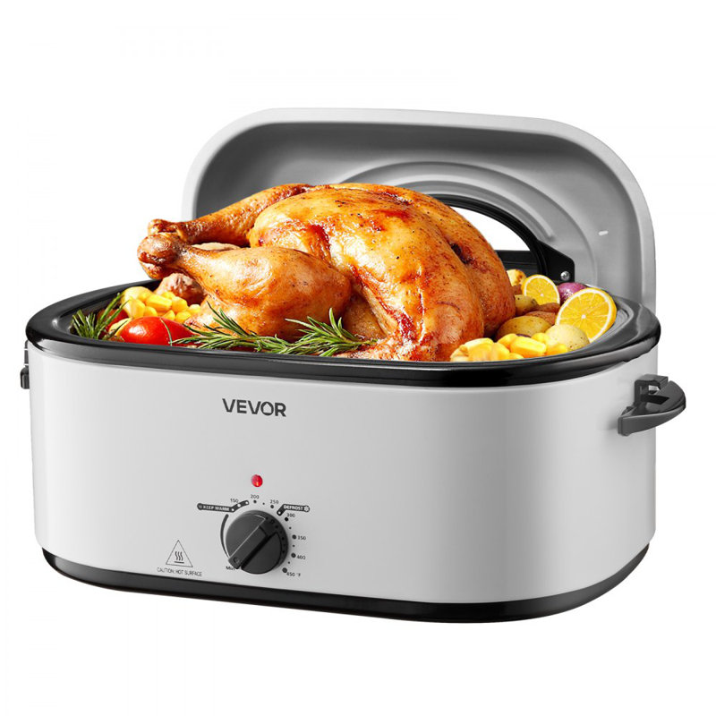 Roaster Oven, 26QT Electric Roasting Pan, 150-450℉ Adjustable Temperature Fast-Cooking Turkey Roaster with Cool-Touch Handle, Visible Self-Basting Lid, Defrost & Warm Function, Fits 30lb Turkey