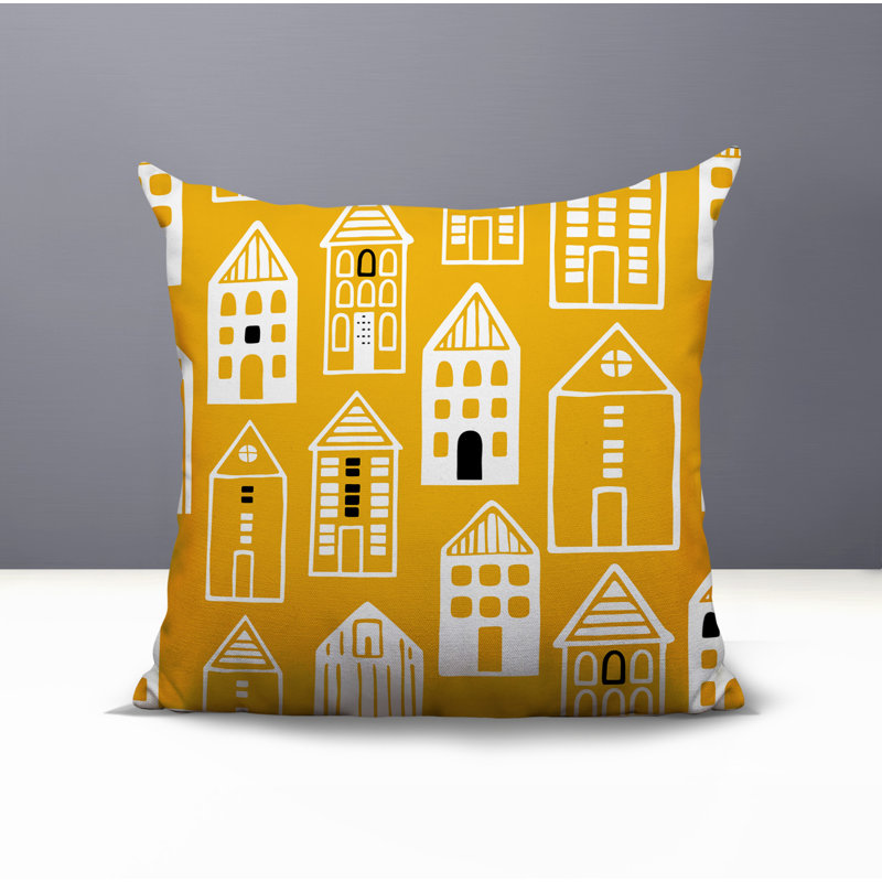 Oreiller carré réversible intérieur / extérieur Kito, Jaune, Carré 15 po